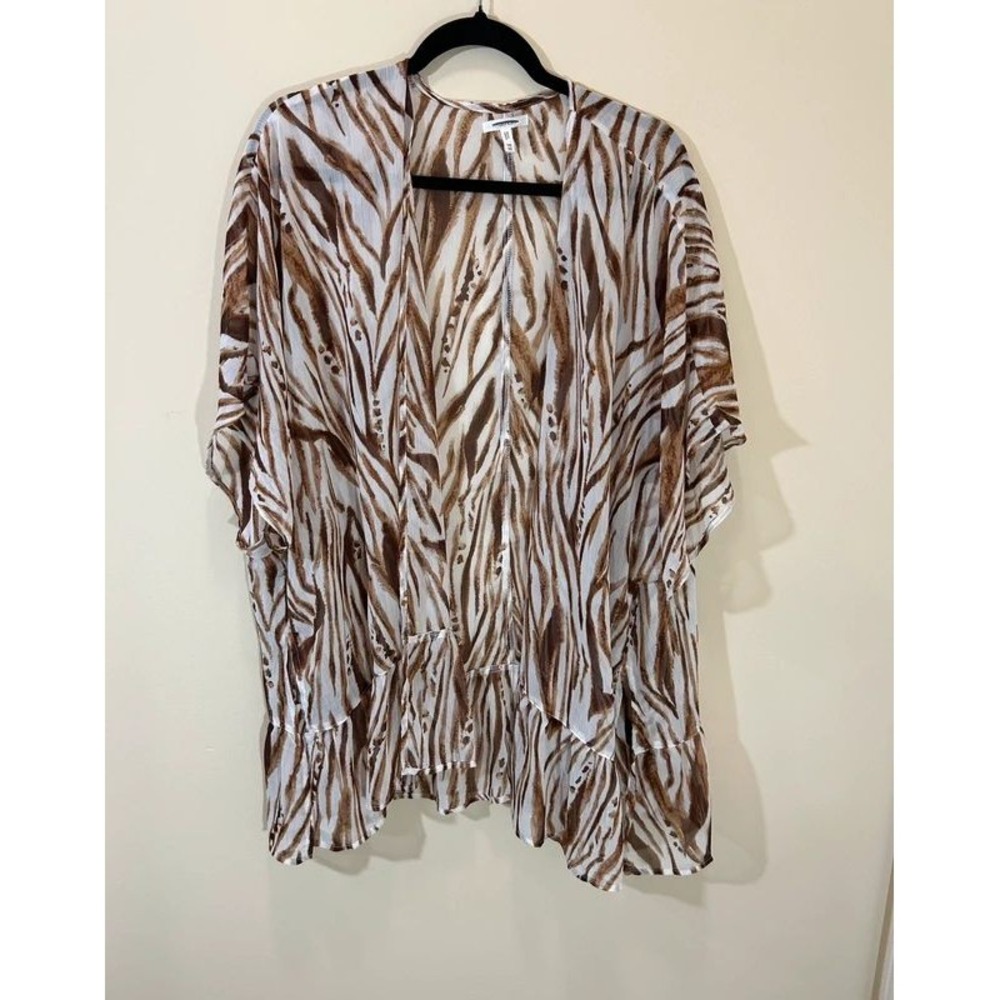 Maurices Zebra Print Kimono One Size Animal Print Ruffle Hem